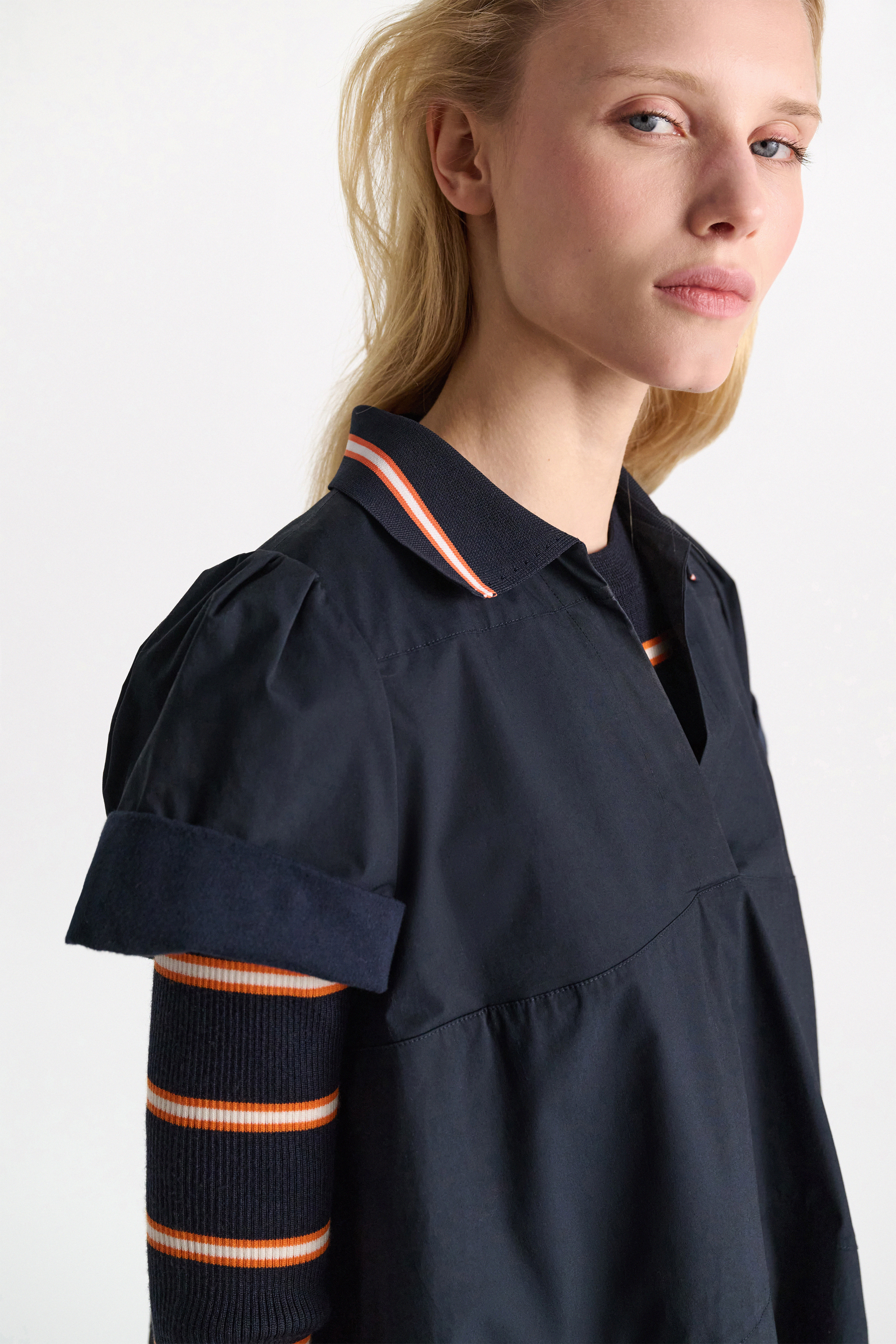 Dorothee Schumacher Polo mini-dress in cotton poplin dark navy